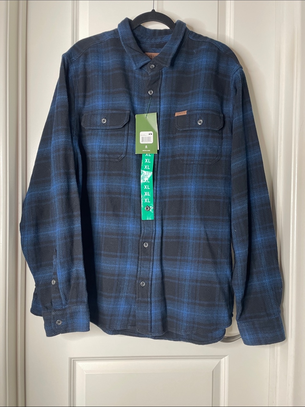Orvis Blue and Black Plaid Flannel Shirt